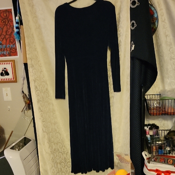Vintage Medium Rabbit Rabbit Rabbit Classic Midnight Blue Long Sleeve Dress - Picture 6 of 6